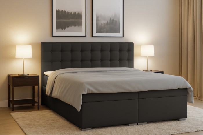Modernes Boxspringbett Claudia in Anthrazit für ein gemütliches Schlafzimmer