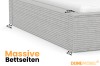 Detail der massiven 12 cm breiten Bettseiten des Cordi Polsterbetts in Cord-Optik.