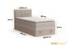 Gedetailleerde afmetingen en maten van het boxspringbed 90x200 cm en 100x200 cm.