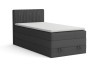 Dunkelgraues Boxspringbett ORO mit Stauraum auf weißem Hintergrund