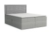 Graues Boxspringbett John II mit strukturiertem Kopfteil vor weißem Hintergrund.