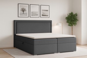 JOHN II 180x200 Poso 60/Paros 6 Dunkelgrau Boxspringbett mit Bettkasten Deine Möbel