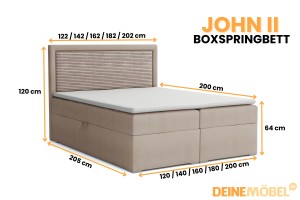 JOHN II 180x200 Poso 2/Paros 2 Beige Boxspringbett mit Bettkasten Deine Möbel