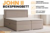Produktinfo zum John II Boxspringbett mit Bettkästen, Farbwahl und Kaltschaum-Topper.