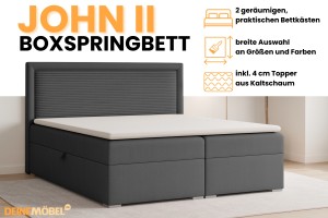 JOHN II 160x200 Poso 60/Paros 6 Dunkelgrau Boxspringbett mit Bettkasten Deine Möbel