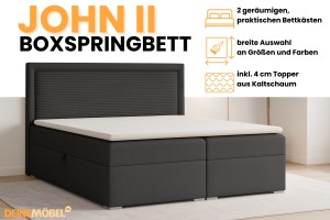 JOHN II 120x200 Poso 34/Kronos 34 Anthrazit Boxspringbett mit Bettkasten Deine Möbel