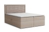 Beiges Boxspringbett John II mit modernem, geripptem Kopfteil-Design.