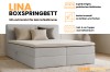Infografik zum Lina Boxspringbett mit Fokus auf Bettkästen und Kaltschaum-Topper.