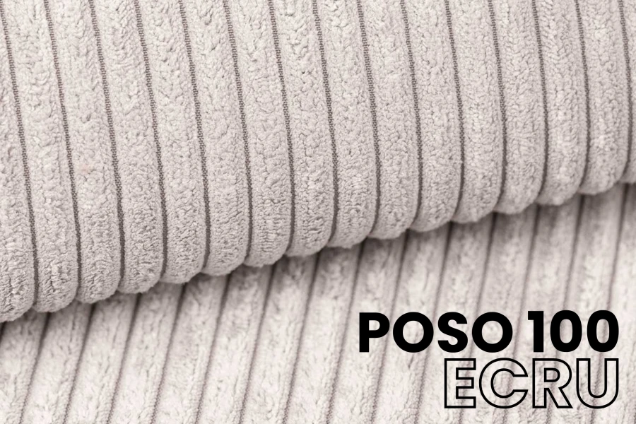 Detailopname cordstof POSO 100 in ecru – Hoogwaardige meubelstof met ribstructuur.