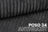 Gestructureerde cordstof POSO 34 in antraciet – Detailaanzicht van de robuuste meubelstof.