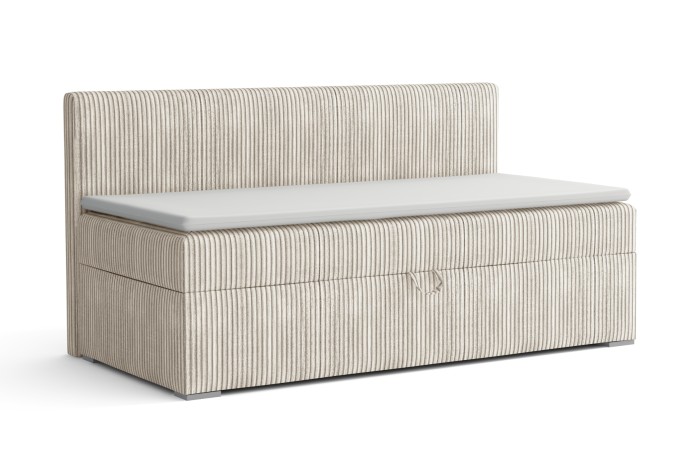 Moderne Sitzbank mit Stauraum und hellem Cord-Bezug – Praktisches Polstermöbel für das Heim.