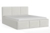 Modernes weißes Boxspringbett bezogen mit weichem Teddy-Stoff.