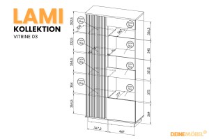 LAMI 03 Standvitrine LED-Beleuchtung optional Deine Moebel 