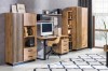 Stilvolles Home Office Set Lami mit Schreibtisch und hohen Regalen in Eiche-Optik mit dekorativen Lamellen.