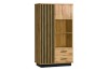 Modern display cabinet 04 of the Lami collection in oak effect with two drawers and stylish black slats.