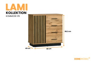 LAMI 04 Regal in Wotan Eiche/Schwarz Matt/Lamellen Deine Moebel