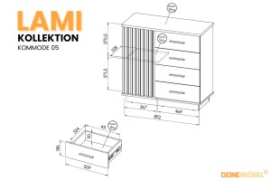LAMI 04 Regal in Wotan Eiche/Schwarz Matt/Lamellen Deine Moebel