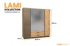 Großer Kleiderschrank 18 der Lami Kollektion mit Spiegel und Lamellen-Front, Maße 196,6 x 205 x 52 cm.
