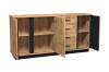 Open Lami chest of drawers 21 showing storage space with shelves and drawers in oak decor.