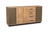 Modern Lami sideboard chest of drawers 21 in oak look with stylish black slats.