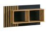 Modernes Wandregal 11 in Eiche-Optik mit schwarzer Rückwand und Lamellen-Design aus der Lami Serie.