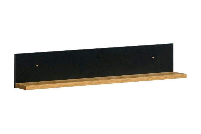 Schlichtes Wandregal 12 in Eiche-Optik mit schwarzer Rückwand aus der Lami Möbelserie.