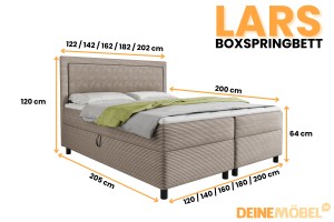 LARS 180x200 Poso 2/Paros 2 Beige Boxspringbett mit Bettkasten Deine Möbel