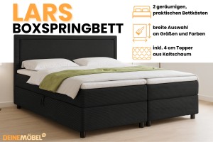 LARS 120x200 Poso 135/Kronos 7 Schwarz Boxspringbett mit Bettkasten Deine Möbel