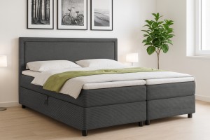 LARS 140x200 Poso 60/Paros 6 Dunkelgrau Boxspringbett mit Bettkasten Deine Möbel