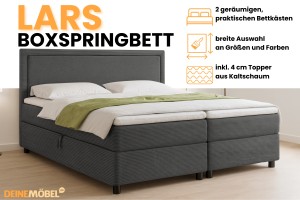 LARS 140x200 Poso 60/Paros 6 Dunkelgrau Boxspringbett mit Bettkasten Deine Möbel