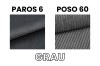 Stoffmuster für Boxspringbett Lars in Grau: Paros 6 und Poso 60 Cord-Optik im Vergleich.
