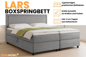 LARS 180x200 Poso 55/Paros 5 Hellgrau Boxspringbett mit Bettkasten Deine Möbel