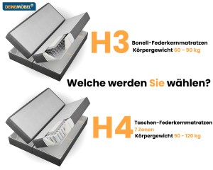 LARS 180x200 Poso 55/Paros 5 Hellgrau Boxspringbett mit Bettkasten Deine Möbel