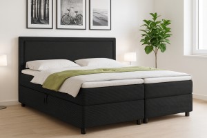 LARS 160x200 Poso 135/Kronos 7 Schwarz Boxspringbett mit Bettkasten Deine Möbel