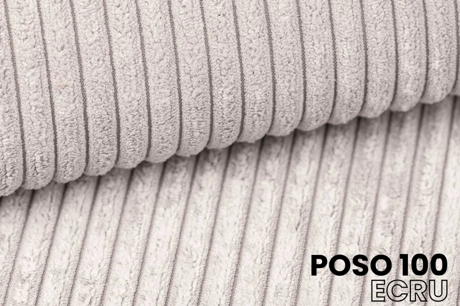 Nahaufnahme vom Poso 100 Ecru Cord-Stoff als Bezug für hochwertige Polsterbetten.
