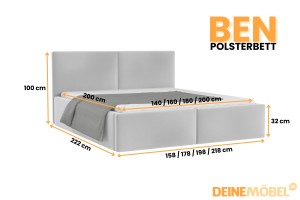 BEN Polsterbett in Cord, Bouclé & Samt, inkl. Lattenrost und Bettkasten Deine Möbel 