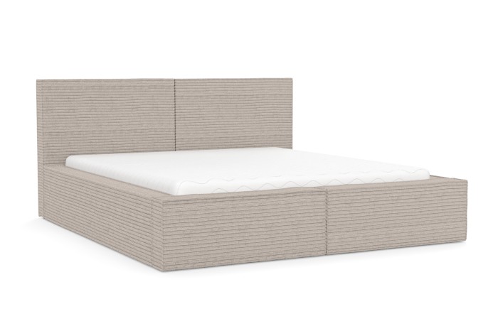 Freigestelltes Berno Polsterbett in Beige mit moderner Cord-Optik.