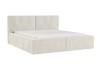 Modernes Polsterbett Berno in Beige mit weichem Bouclé-Bezug vor weißem Hintergrund.