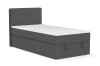 Dunkelgraues Einzel-Boxspringbett Daga Mini mit Kopfteil in zeitlosem Design.