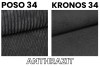 Stoffmuster Poso 34 (Cord) und Kronos 34 (Samt) in Anthrazit für Polstermöbel.