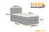 DAGA MINI Boxspringbett Maße: Abmessungen für Höhe, Breite und Länge des grauen Betts.