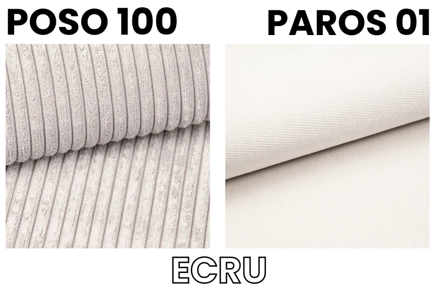 Stoffmuster POSO 100 und PAROS 01 in Ecru für das DAGA MINI Boxspringbett.