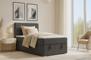 DAGA MINI 100x200 Poso 34/Kronos 34 Anthrazit Boxspringbett mit Bettkasten und einer durchgehenden Matratze Deine Möbel