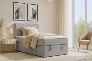 DAGA MINI 100x200 Poso 55/Paros 5 Hellgrau Boxspringbett mit Bettkasten und einer durchgehenden Matratze Deine Möbel