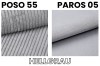 Stoffmuster Poso 55 und Paros 05 in Hellgrau für das DAGA MINI Boxspringbett.