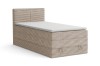 Stilvolles Einzel-Boxspringbett NADIA in Beige mit markanter Cord-Struktur und Kopfteil.
