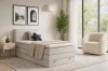 Modern boxspringbed in beige met corduroy-stofbekleding POSO 100 in lichte slaapkamer.