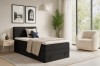 Stilvolles Boxspringbett in Dunkelgrau mit Cord-Stoff POSO 135 im Schlafzimmer-Ambiente.