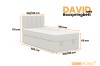 Abmessungen des David Mini Boxspringbetts mit verschiedenen Größenoptionen und Höhenangaben.