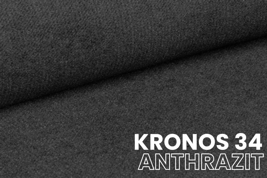 Textur-Detail des Bezugsstoffs Kronos 34 in der Farbe Anthrazit.